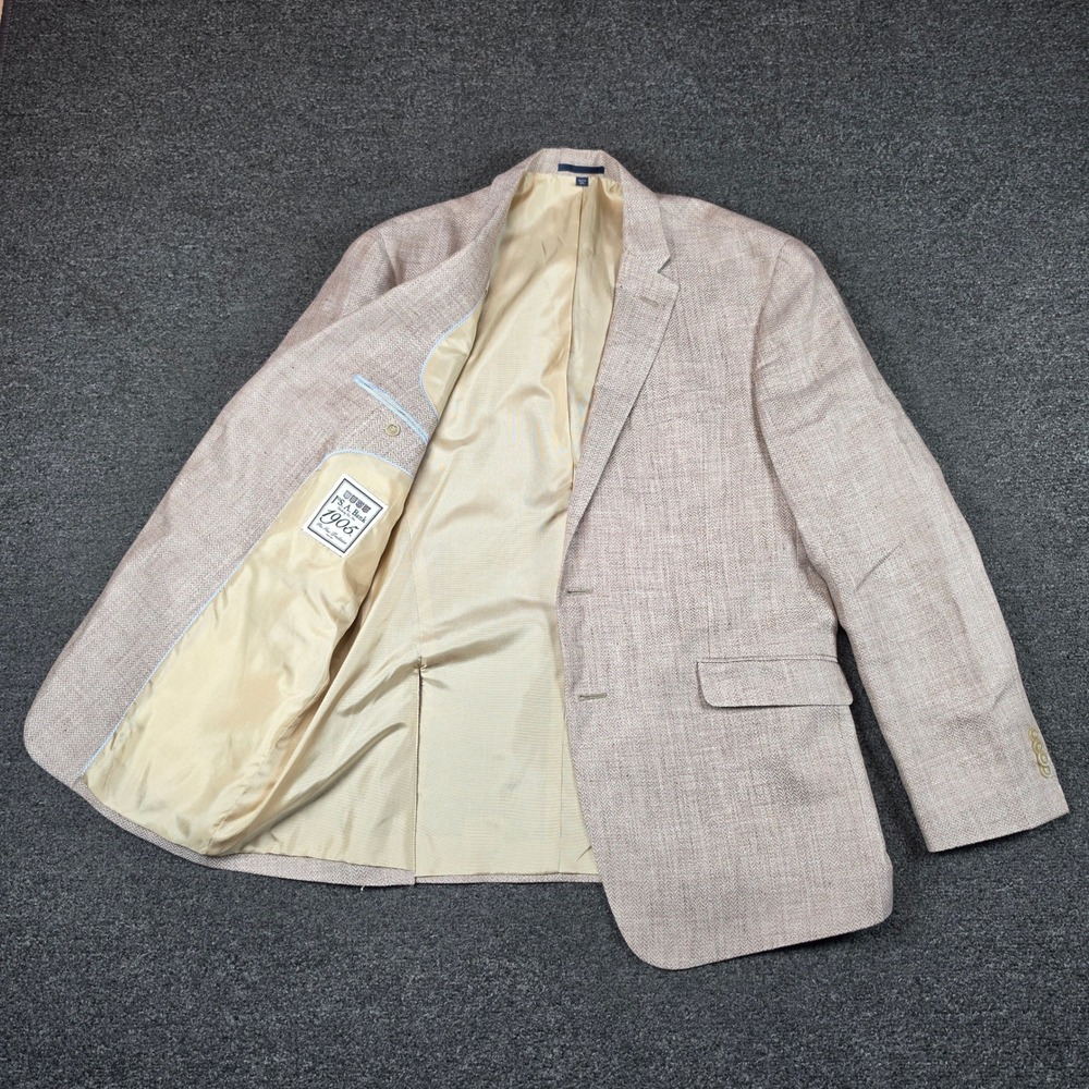 Jos A Bank 1905 Blazer Tan Herringbone Mens 42R Tailored Fit Linen Sport Coat
